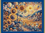 Landscape Of Sunflowers Cross Stitch Pattern