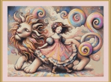 Lion And Girl Cross Stitch Pattern