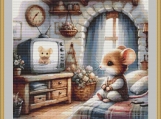 Mouse In A Bedroom Cross Stitch Pattern