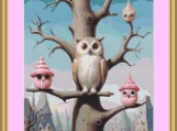 Owl Tree Cross Stitch Pattern