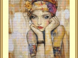 Pensive Woman Cross Stitch Pattern