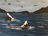 Orca Fun Acrylic Painting #9375 $250.00