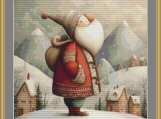 Santa In Snow 1 Cross Stitch Pattern