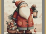 Santa In Snow 2 Cross Stitch Pattern