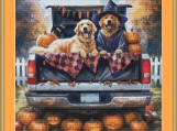 Spooky Dog Truck 2 Cross Stitch Pattern