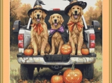 Spooky Dog Truck 3 Cross Stitch Pattern