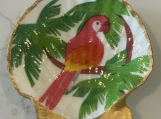 Tropical Parrot Decoupage Seashell