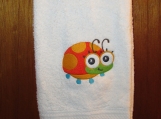 Embroidered Hand Towel - Wide-Eyed Baby Girl Ladybug Design