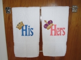 Set of His and Hers White Embroidered Hand Towels