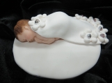 Baby girl figurine with flowers /christening baptism cake topper