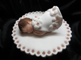 Baby girl in a short flower dress birthday,baptism cake topper