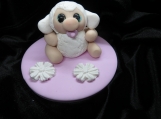 Baby girl lamb figurine / baby shower cake topper