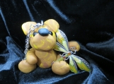 Bear car charm with dragonfly