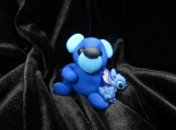 Blue bear sculpture with Stitch
