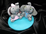 Boy & girl elephant figurine / baby shower birthday cake topper