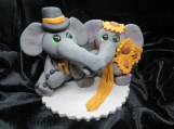 Elephant bride & groom wedding/ anniversary cake topper
