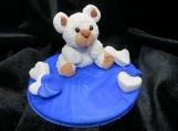 Furry teddy bear boy baby shower / birthday cake topper