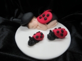 Ladybug baby clay figurine/cake topper