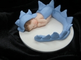 Light blue dinosaur baby / baby shower birthday cake topper