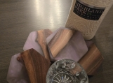 Lilac resin & walnut hex coaster set