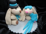 Long eared bunny bride & groom wedding /anniversary cake topper