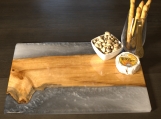 Maple board with silver pearl resin accents
