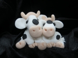 Mommy & baby polymer clay cows