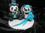 Panda bride & groom wedding / anniversary cake topper