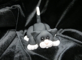 Polymer clay fat black cat figurine