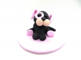 Puppy on pink birthday cake topper