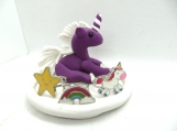 Purple & white unicorn ring tray & rings