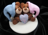 Teddy bear twin figurine / baby shower birthday cake topper