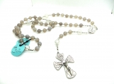 Traditional catholic rosary gray agate