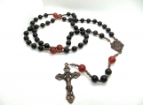Traditional catholic rosary with black obsidian