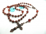Traditional catholic rosary with gold sandstone #39