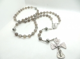 Traditional catholic rosary with gray agate   #42