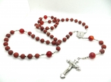 Traditional catholic rosary with natural red jasper