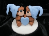 Twin boy bears figurine / baby shower cake topper