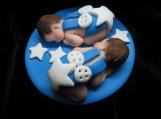 Twin boy figurine/baby shower, birthday cake topper