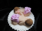 Twin girl figurine / baby shower cake topper
