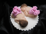 Twin girl figurines / baby shower cake topper