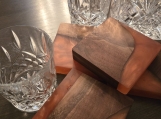 Walnut coasters with warm copper resin