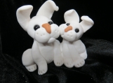 White bunnies figurine- mommy & baby
