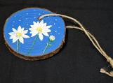 White Daisy Wood Ornament