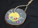 Yellow Moon Wood Ornament