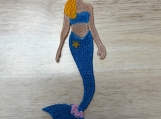 Blue Mermaid Ornament  Machine Embroidered Ocean Fantasy Wall H