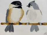  Chickadee & Tufted Titmouse Oil Painting on Canvas  Hand-Paint