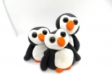 Clay mommy penguin & two babies
