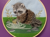 Embroidered Baby Raccoon Hoop Art  Woodland Nursery Wall D?cor
