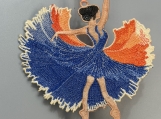 Embroidered Ballerina Ornament  Blue & Orange Ballet Dancer Wal